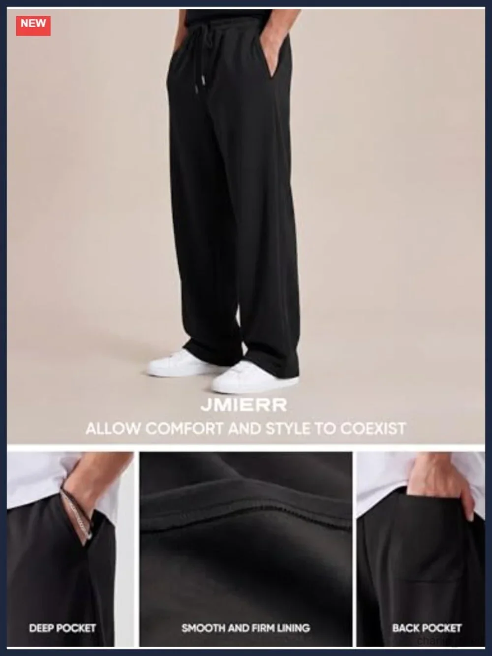 Men's Wide Leg Sweatpants Lightweight Travel Lounge Pants with Pockets